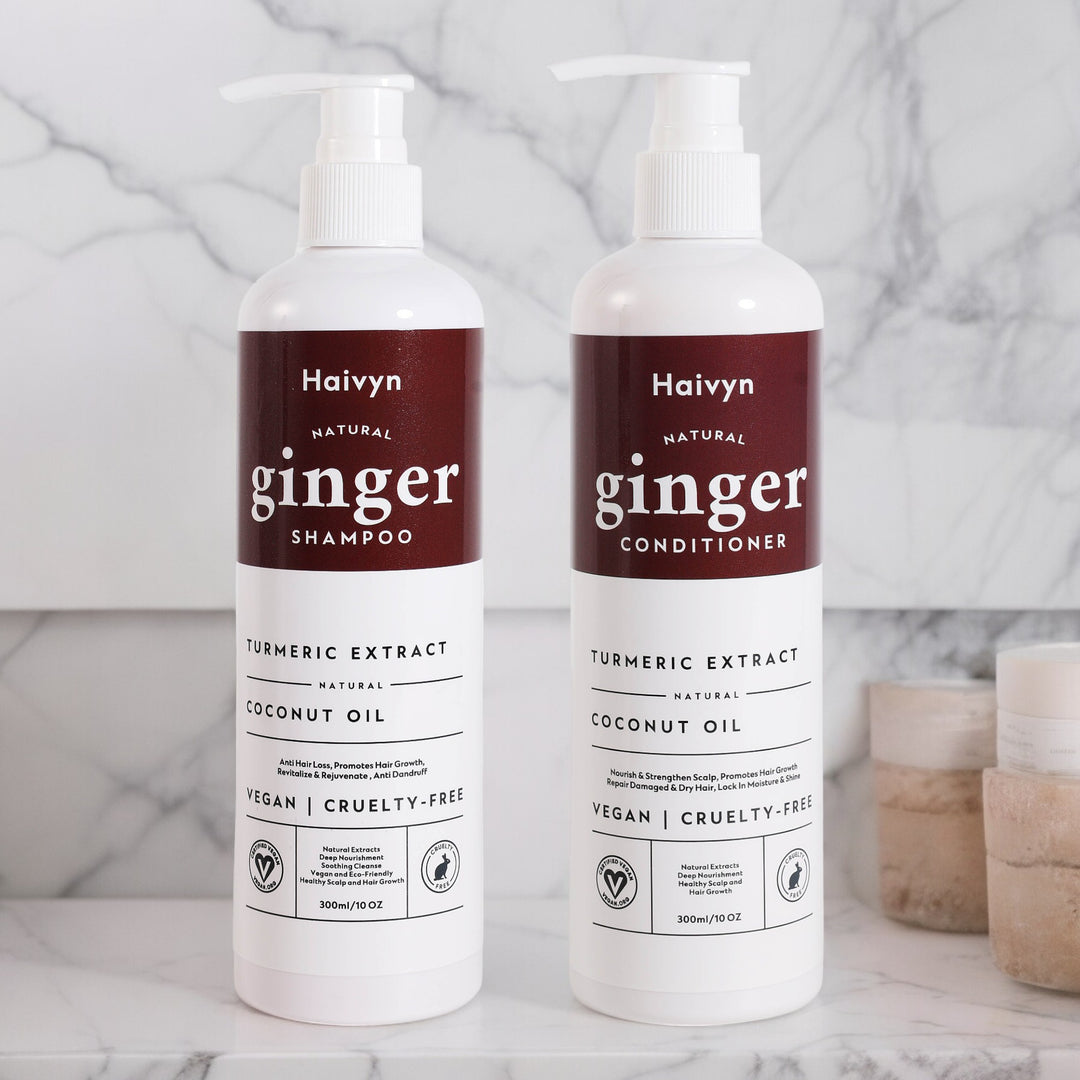 PRE-ORDER FROM AMAZON! Revitalize Your Locks: Discover Haivyn’s Natural Ginger Shampoo and Conditioner