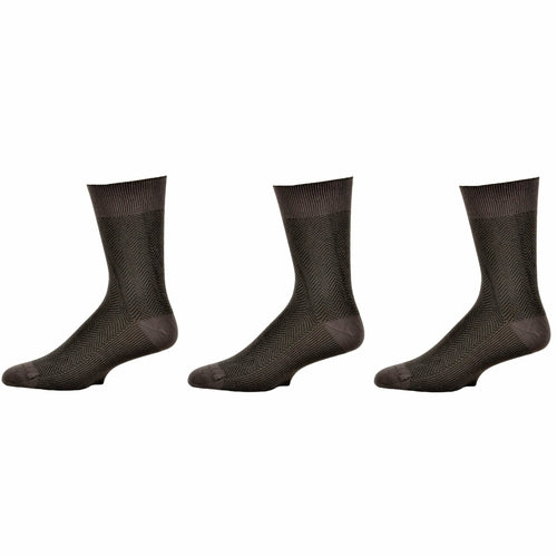 Men's Bamboo Dark Herringbone Crew 3 Pr. Pack Socks