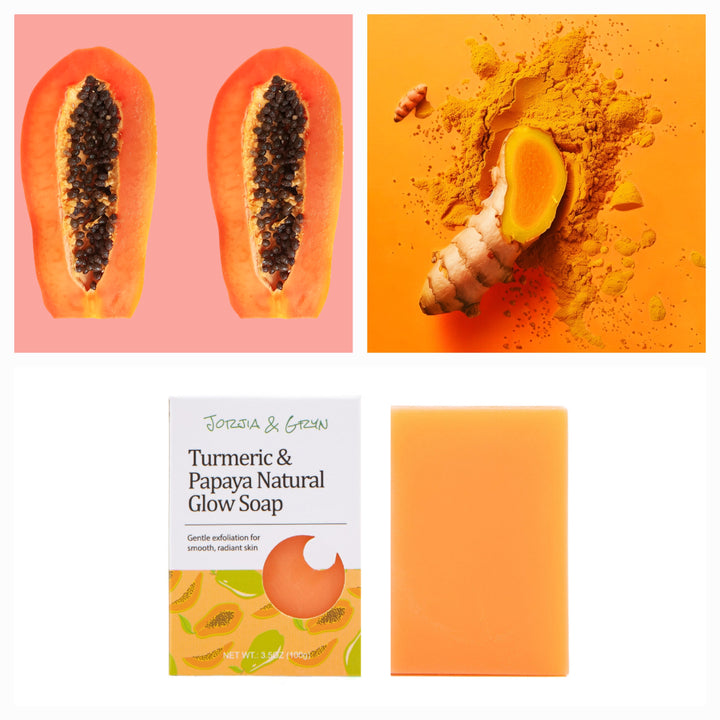 Jorjia & Gryn Turmeric Kojic Acid Probiotic Papaya Soap | Brightening Exfoliating Bar
