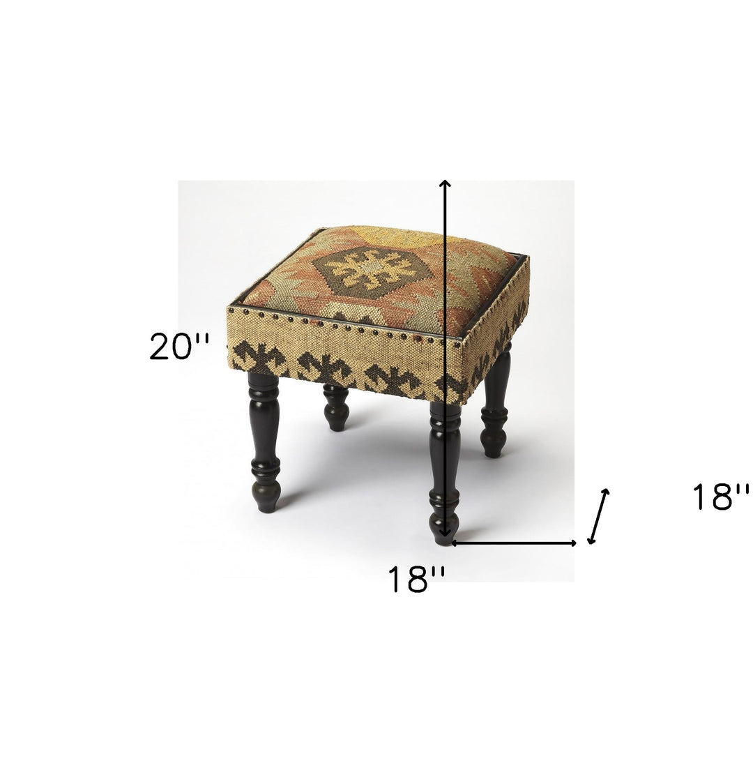 18" Brown Linen Ottoman-6