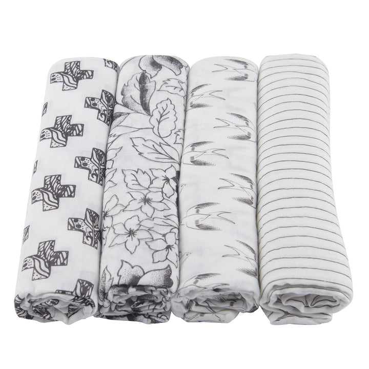 Monochrome Bamboo Muslin Swaddle 4PK-1