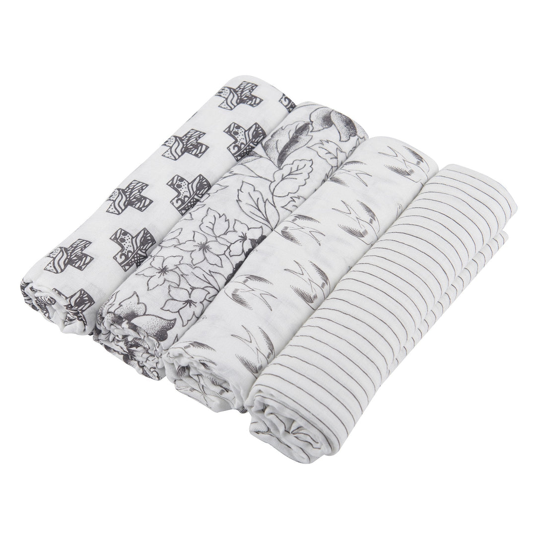 Monochrome Bamboo Muslin Swaddle 4PK-2