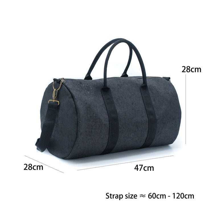 Black Weekender Travel Duffel Bag in Eco-Friendly Cork-4