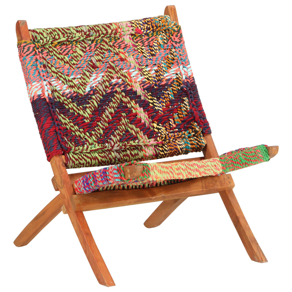 vidaXL Folding Chindi Chair Multicolors Fabric-1