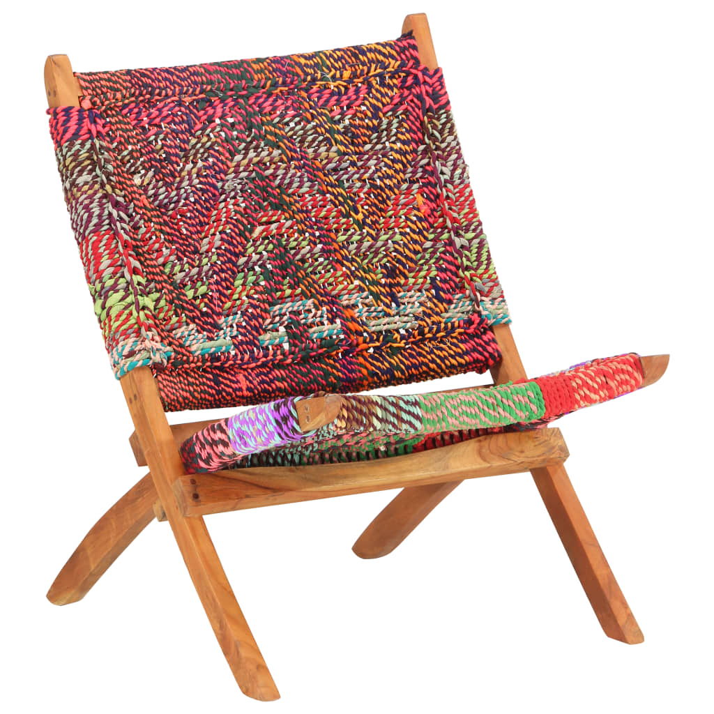 vidaXL Folding Chindi Chair Multicolors Fabric-0