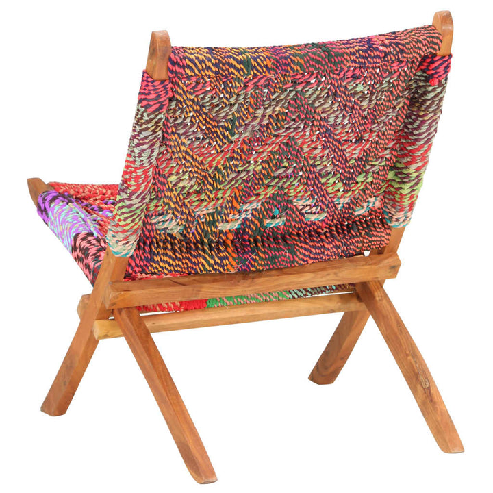 vidaXL Folding Chindi Chair Multicolors Fabric-4