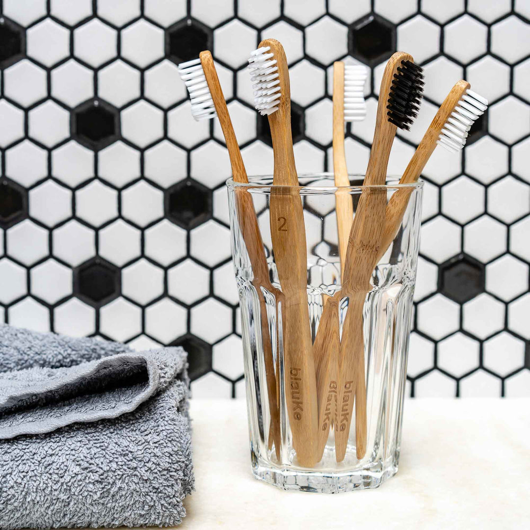 Bamboo Toothbrush Set 5-Pack - Bamboo Toothbrushes with Medium Bristles for Adults - Eco-Friendly, Biodegradable, Natural Wooden Toothbrushes-6