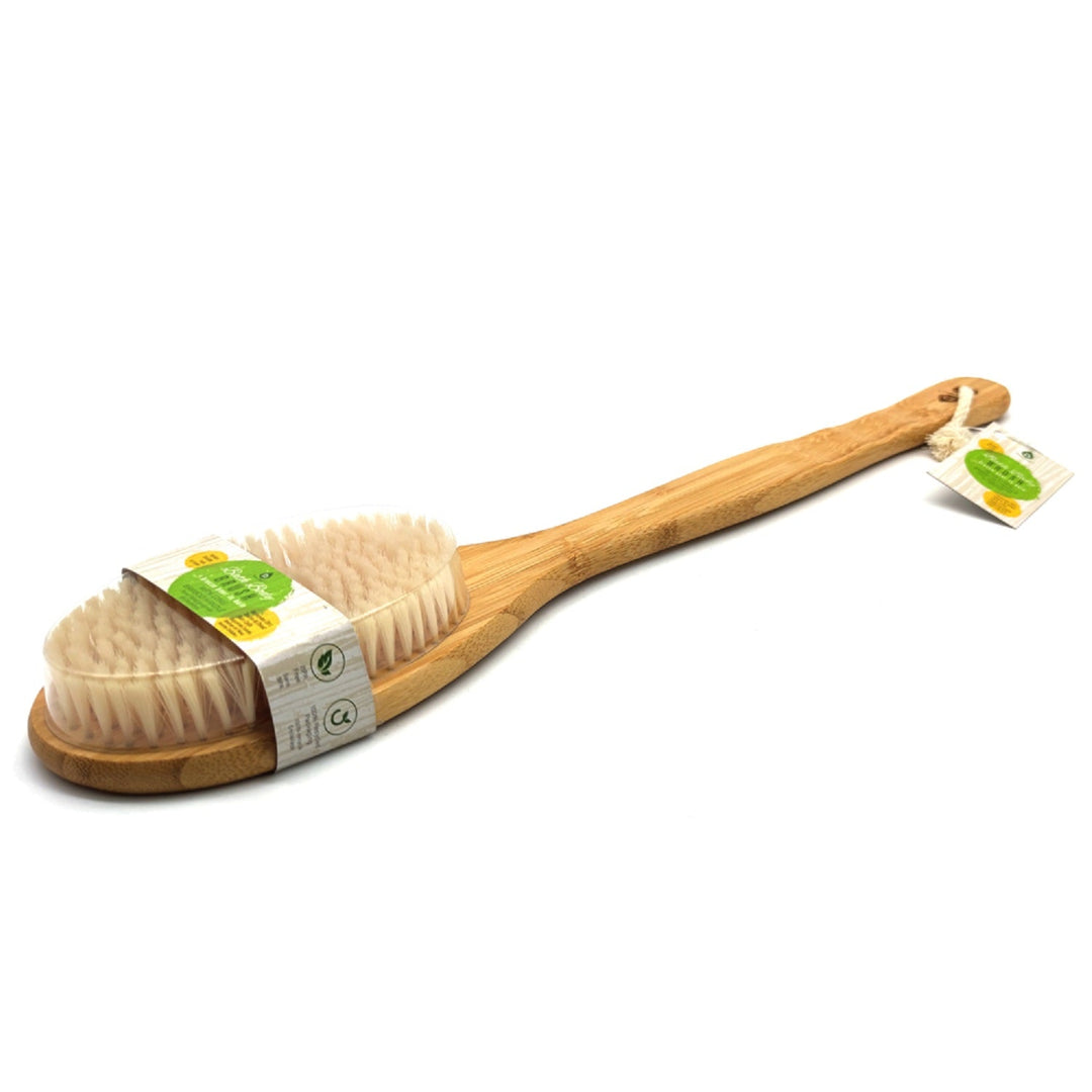 Bath Body Brush With Long Bamboo Handle