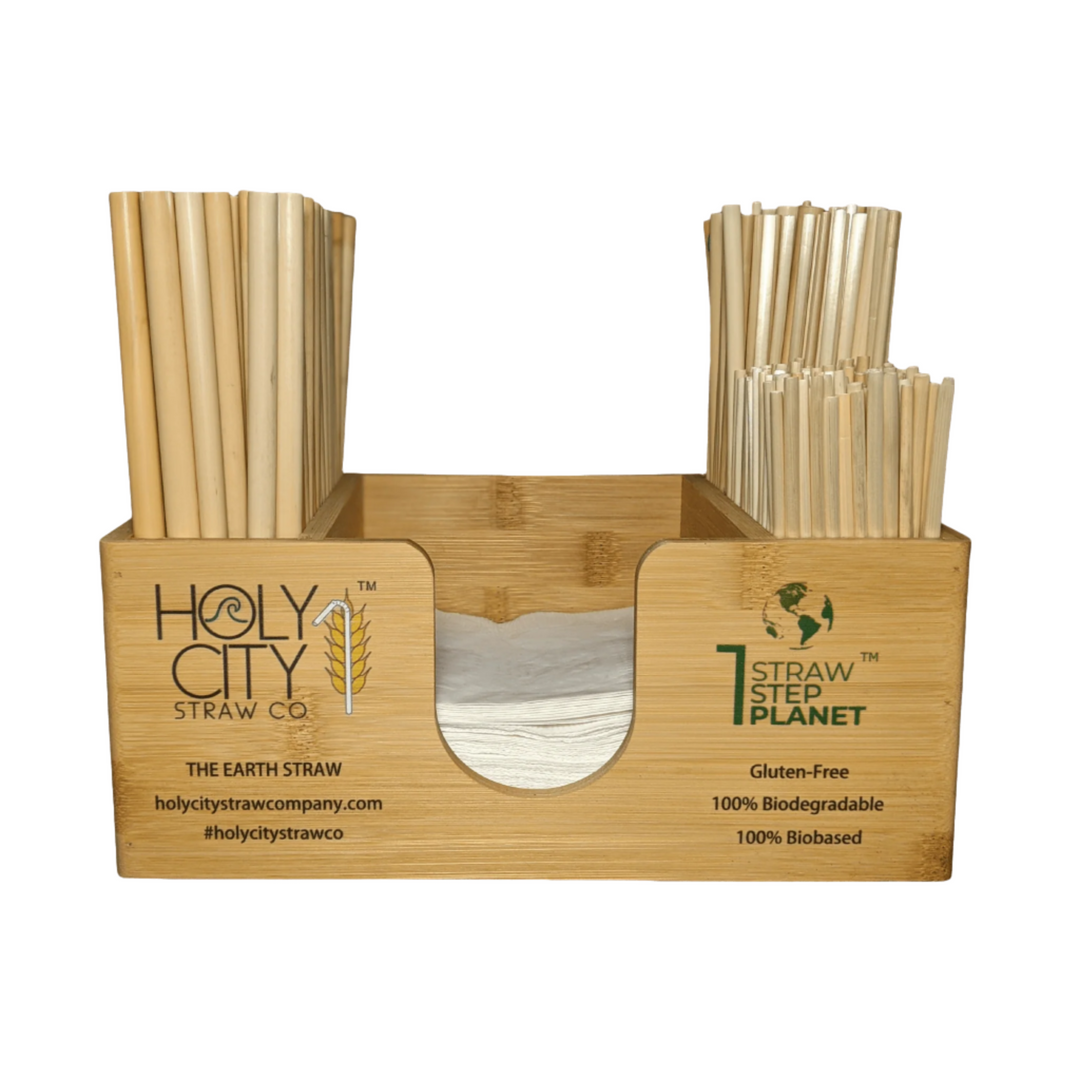 Bamboo Straw and Napkin Bar Caddy-0