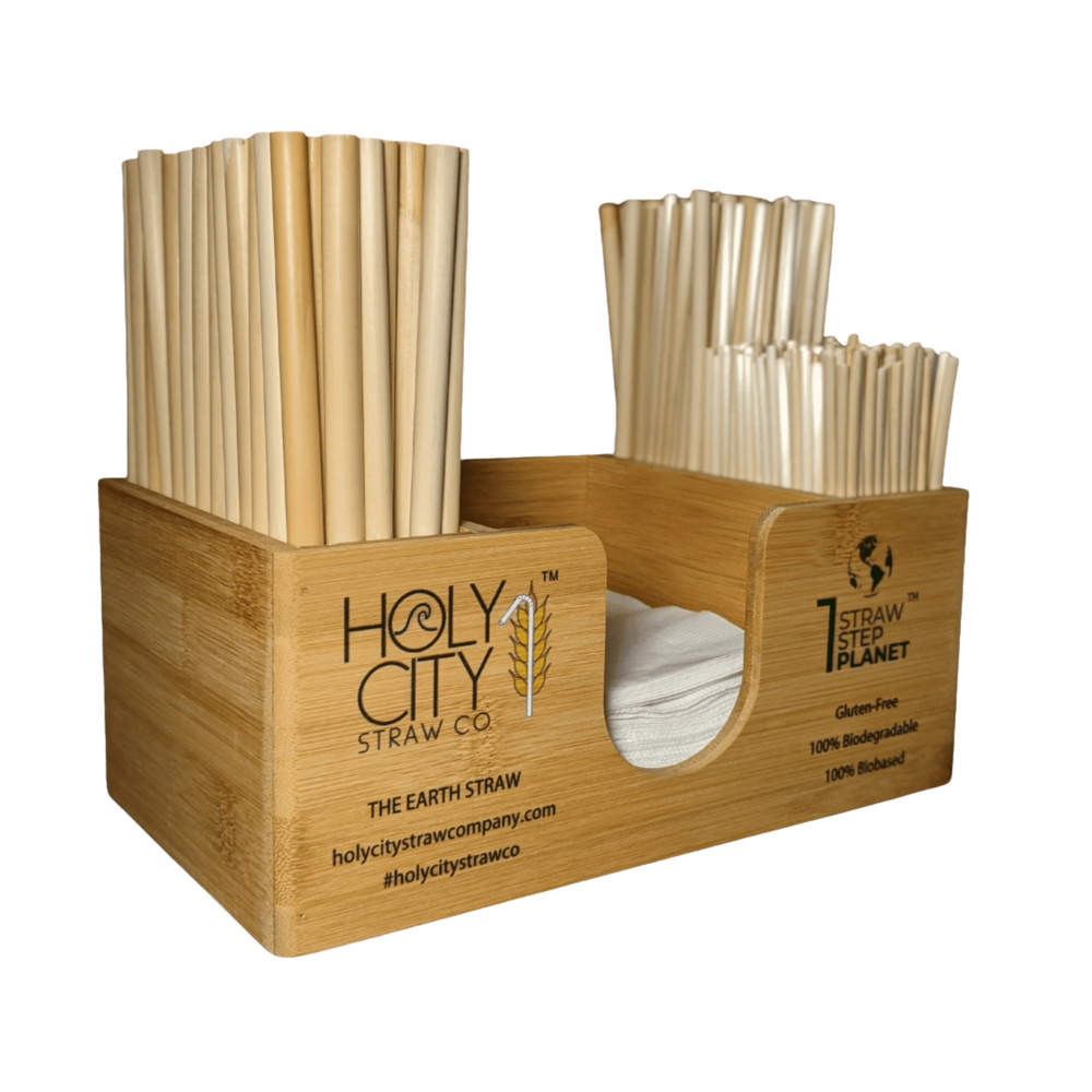 Bamboo Straw and Napkin Bar Caddy-1