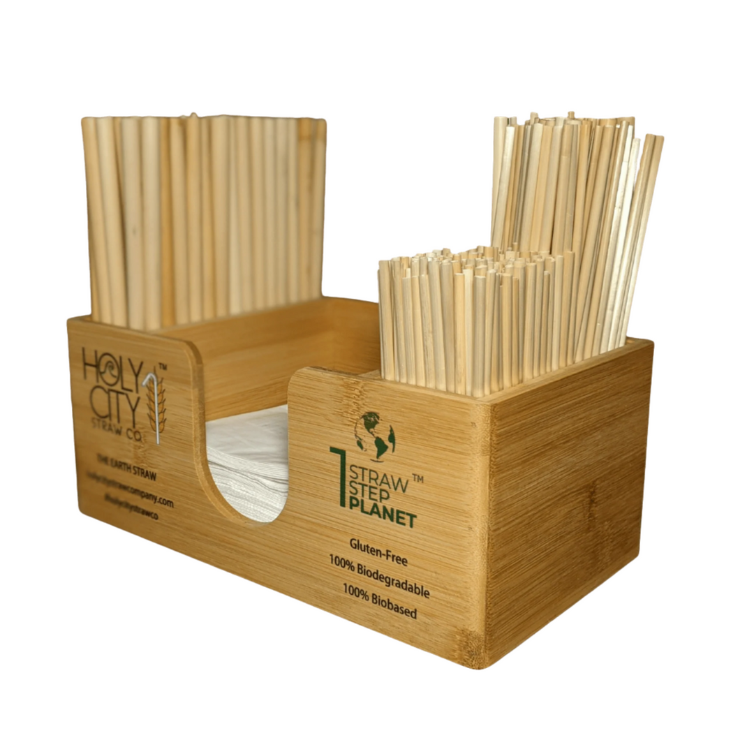 Bamboo Straw and Napkin Bar Caddy-3