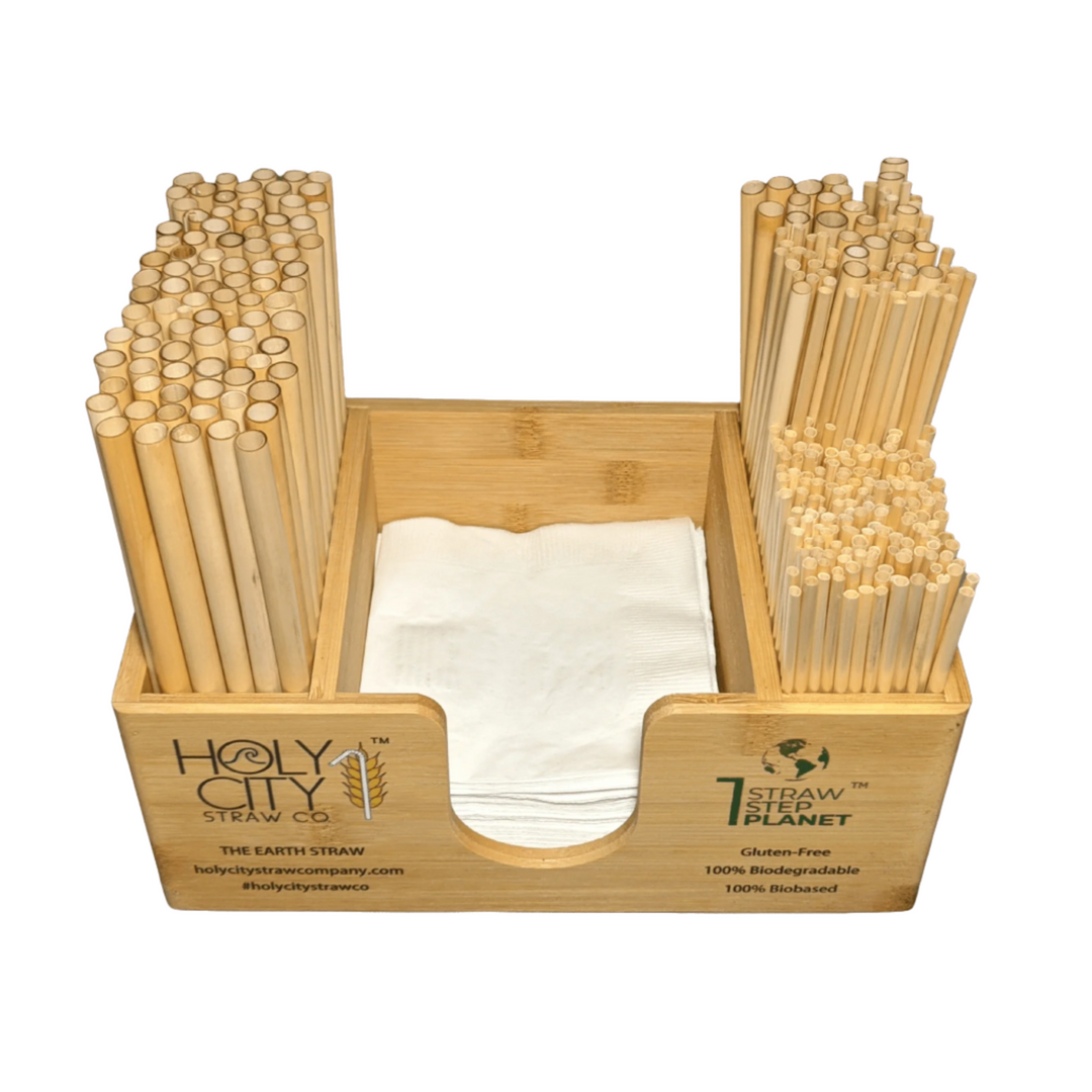 Bamboo Straw and Napkin Bar Caddy-2