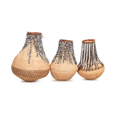 Tonga Buhera Natural Basket Vase | Beaded-2