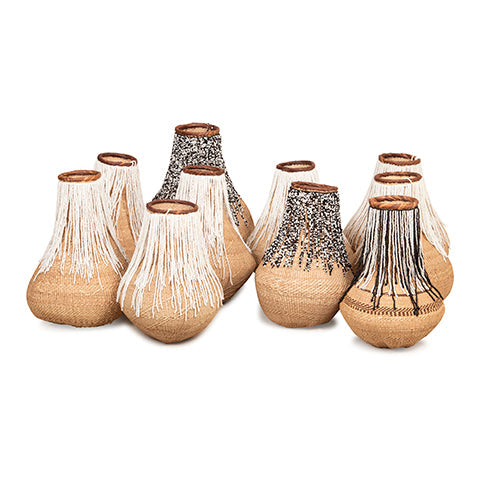 Tonga Buhera Natural Basket Vase | Beaded-0