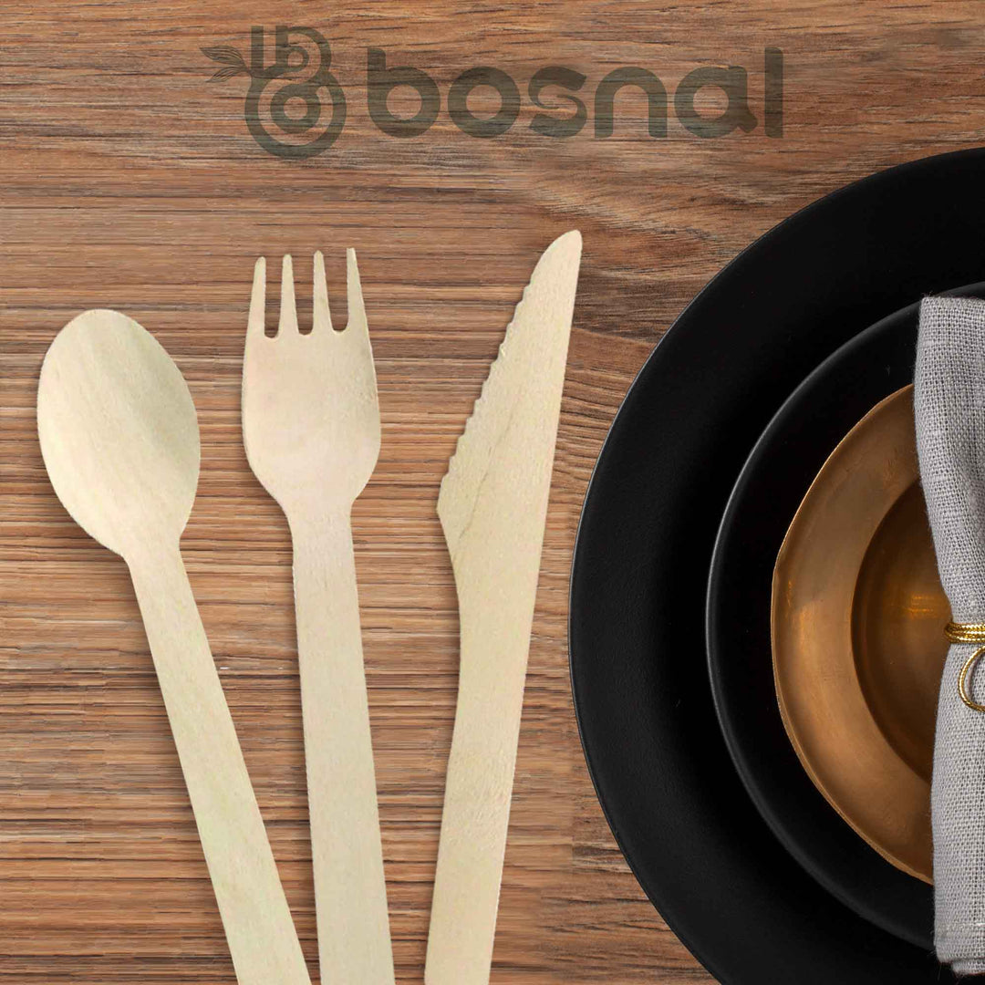 Bosnal – Wooden Disposable Cutlery Set, 6.5 inch, 100 Pcs-3