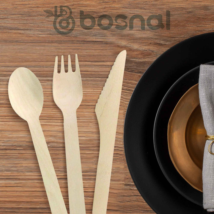 Bosnal – Wooden Disposable Cutlery Set, 6.5 inch, 100 Pcs-3