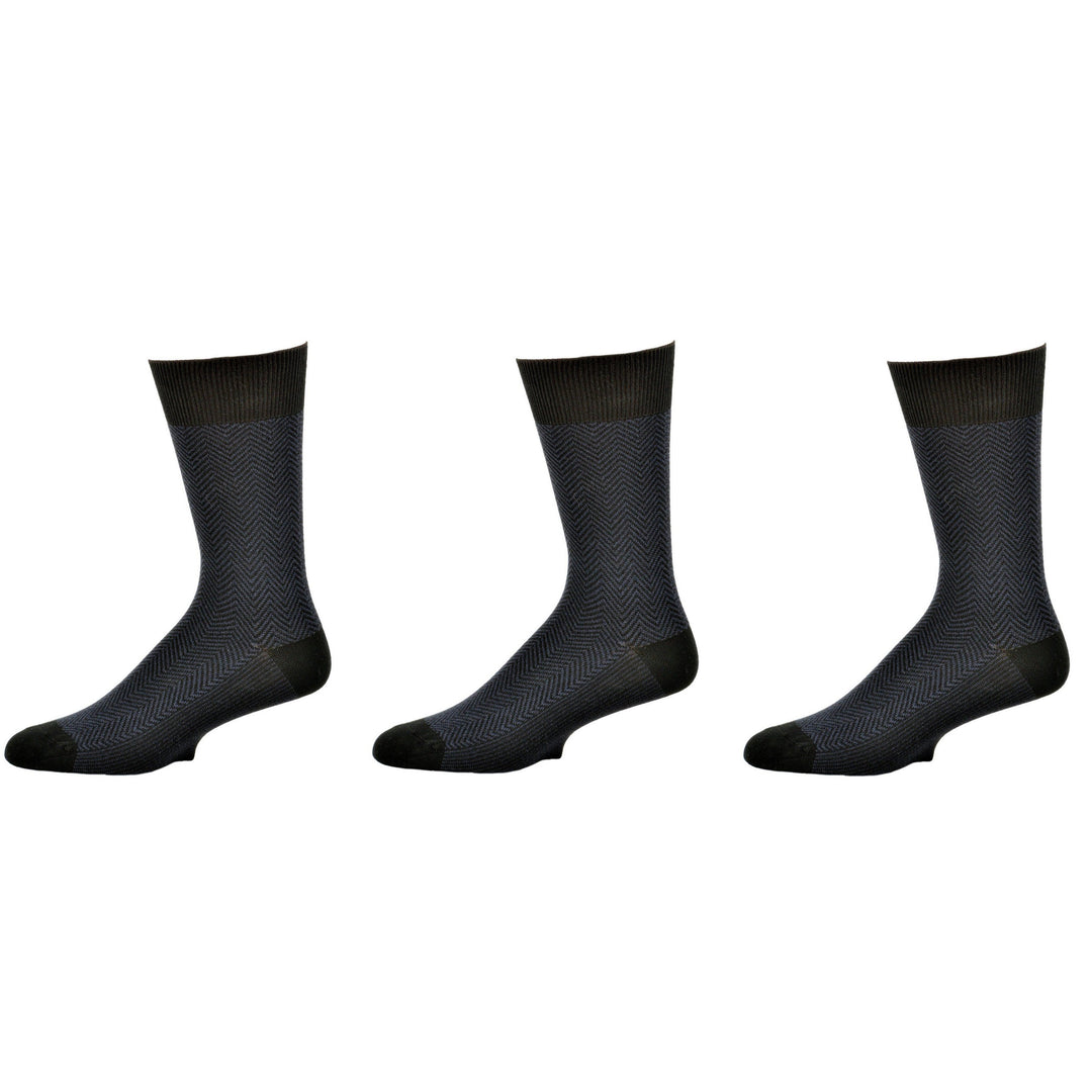 Men's Bamboo Dark Herringbone Crew 3 Pr. Pack Socks