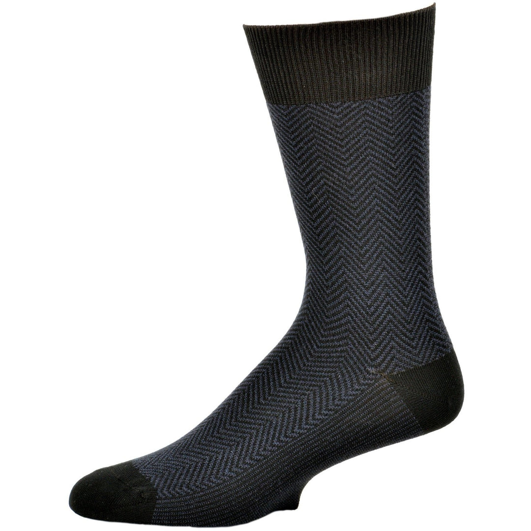 Men's Bamboo Dark Herringbone Crew 3 Pr. Pack Socks