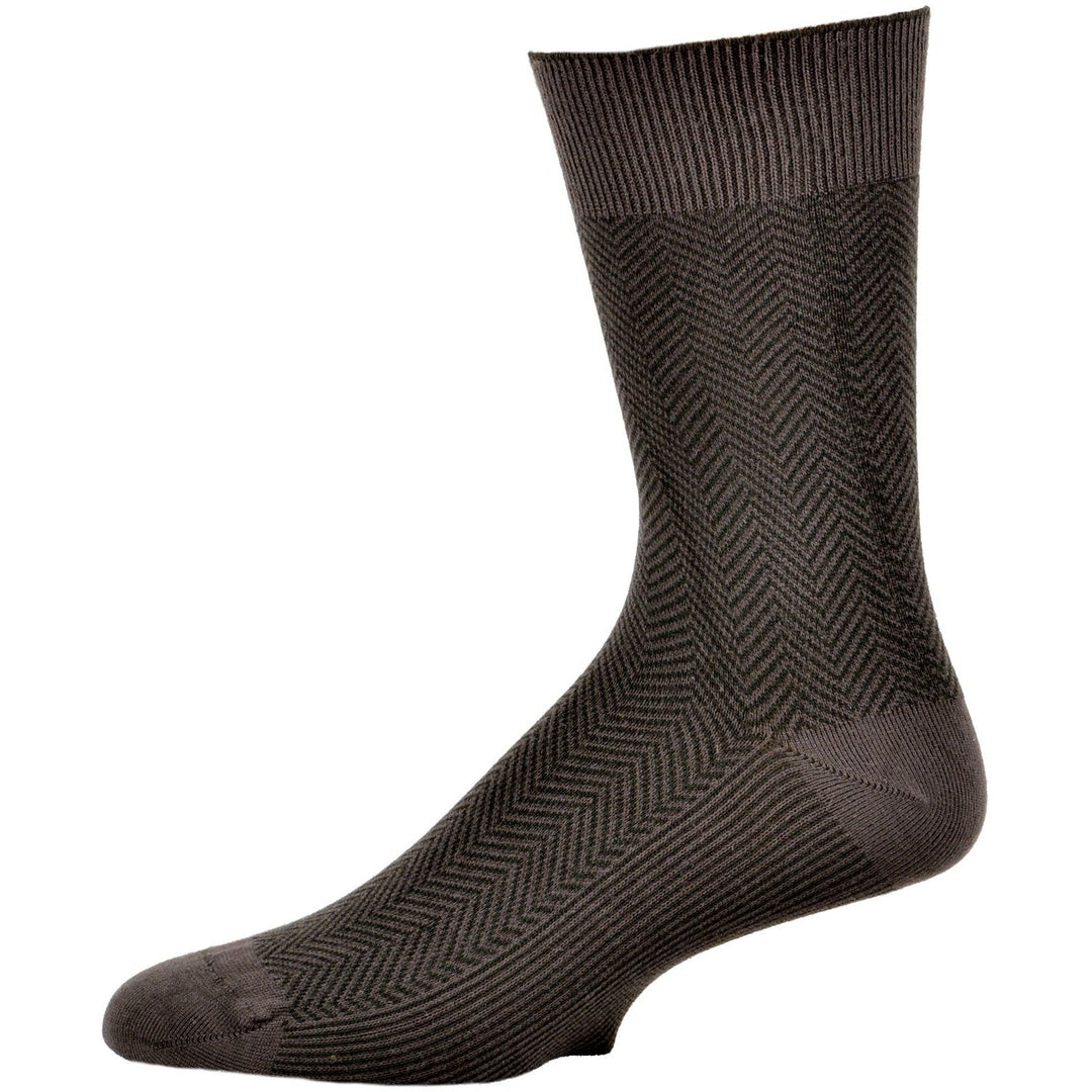 Men's Bamboo Dark Herringbone Crew 3 Pr. Pack Socks