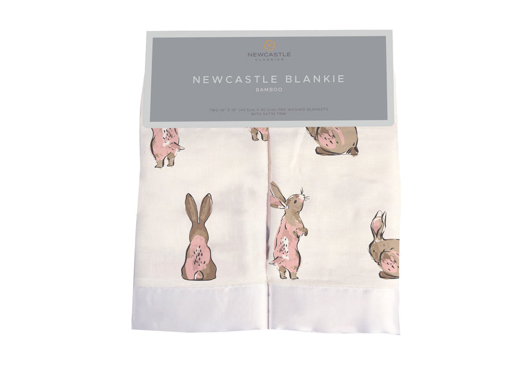 Powder Pink Bunnies Bamboo Newcastle Blankie-0