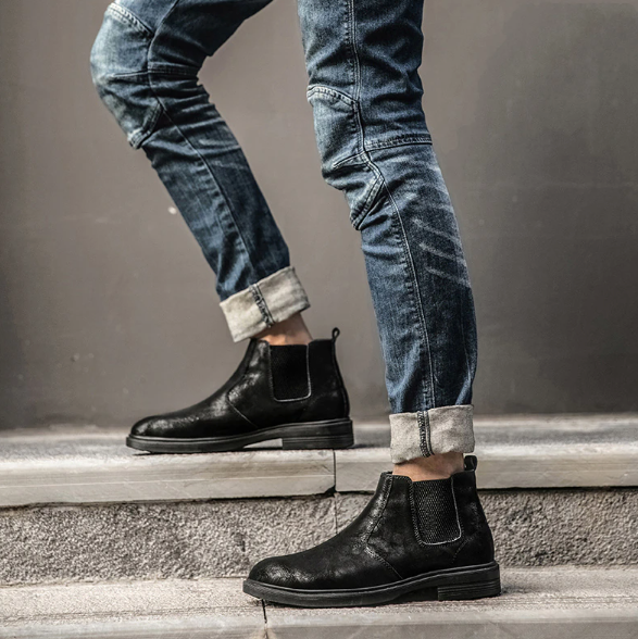 Mens Vegan Leather Angle Boots