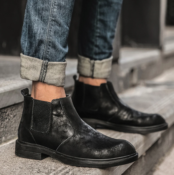 Mens Vegan Leather Angle Boots