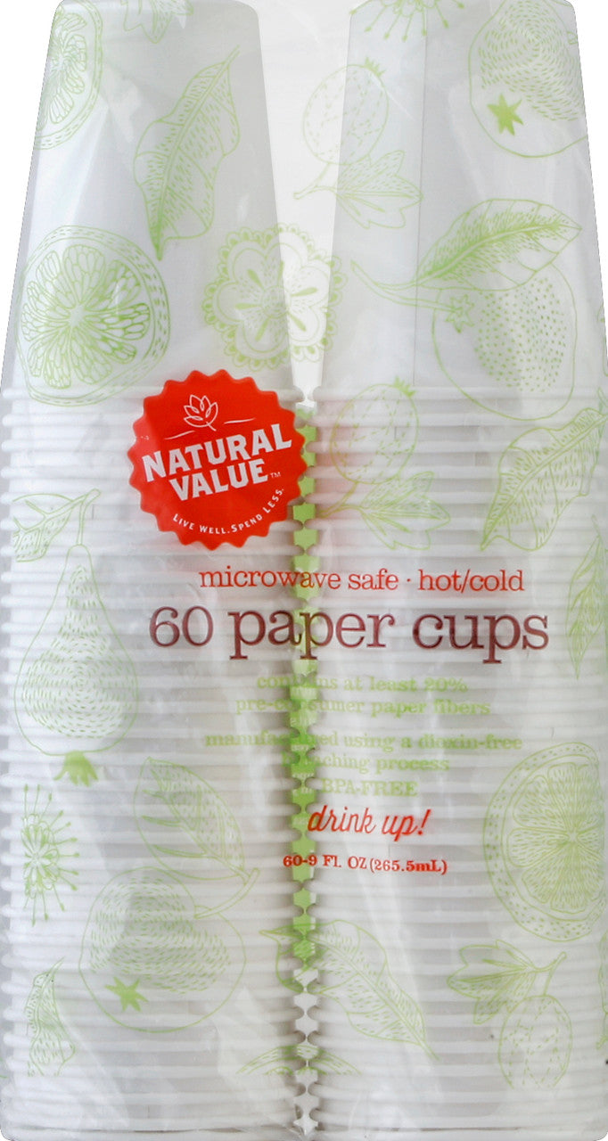 Natural Value Recycled Paper Cups (12x60CNT )-1