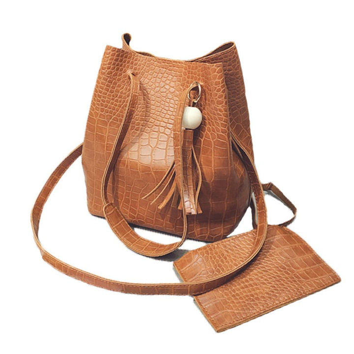 Chic Brown Croc-Print Vegan Leather Bucket Bag: Your Eco-Friendly Style Statement