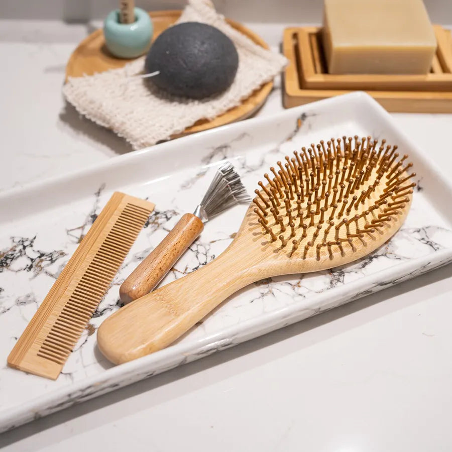 Plantish Bamboo Hair Brush Set