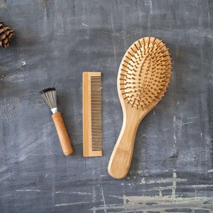 Plantish Bamboo Hair Brush Set