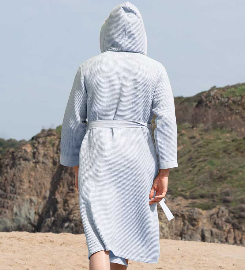 Men's Hooded Turkish Cotton Waffle Robe-3