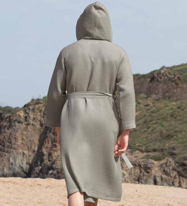 Men's Hooded Turkish Cotton Waffle Robe-11