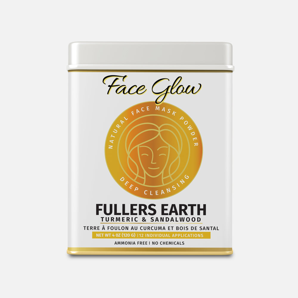 Face Glow- Fuller’s Earth w/ Turmeric & Sandalwood- 12 Individual Sachets of Multani Mitti (10 gm each)- Reusable Brush & Tray Included-0