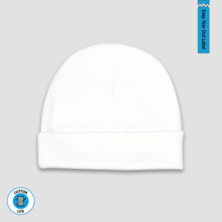 Baby Beanie Hat – White – 100% CottonLite | The Laughing Giraffe®